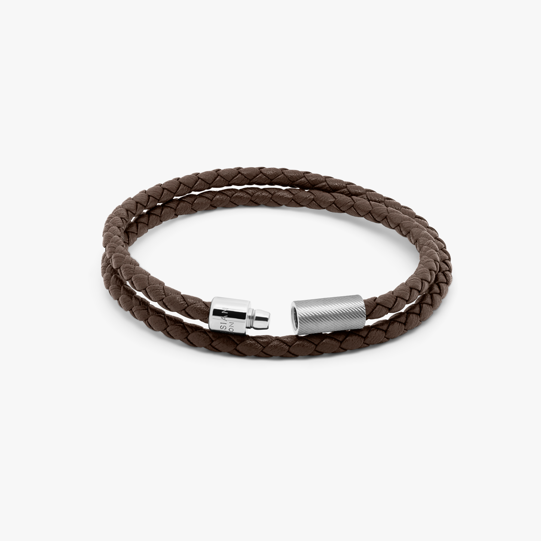 Pop Rigato bracelet in double wrap Italian brown leather with sterling silver (UK) 3