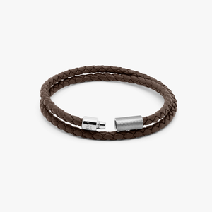 Pop Rigato bracelet in double wrap Italian brown leather with sterling silver (UK) 3