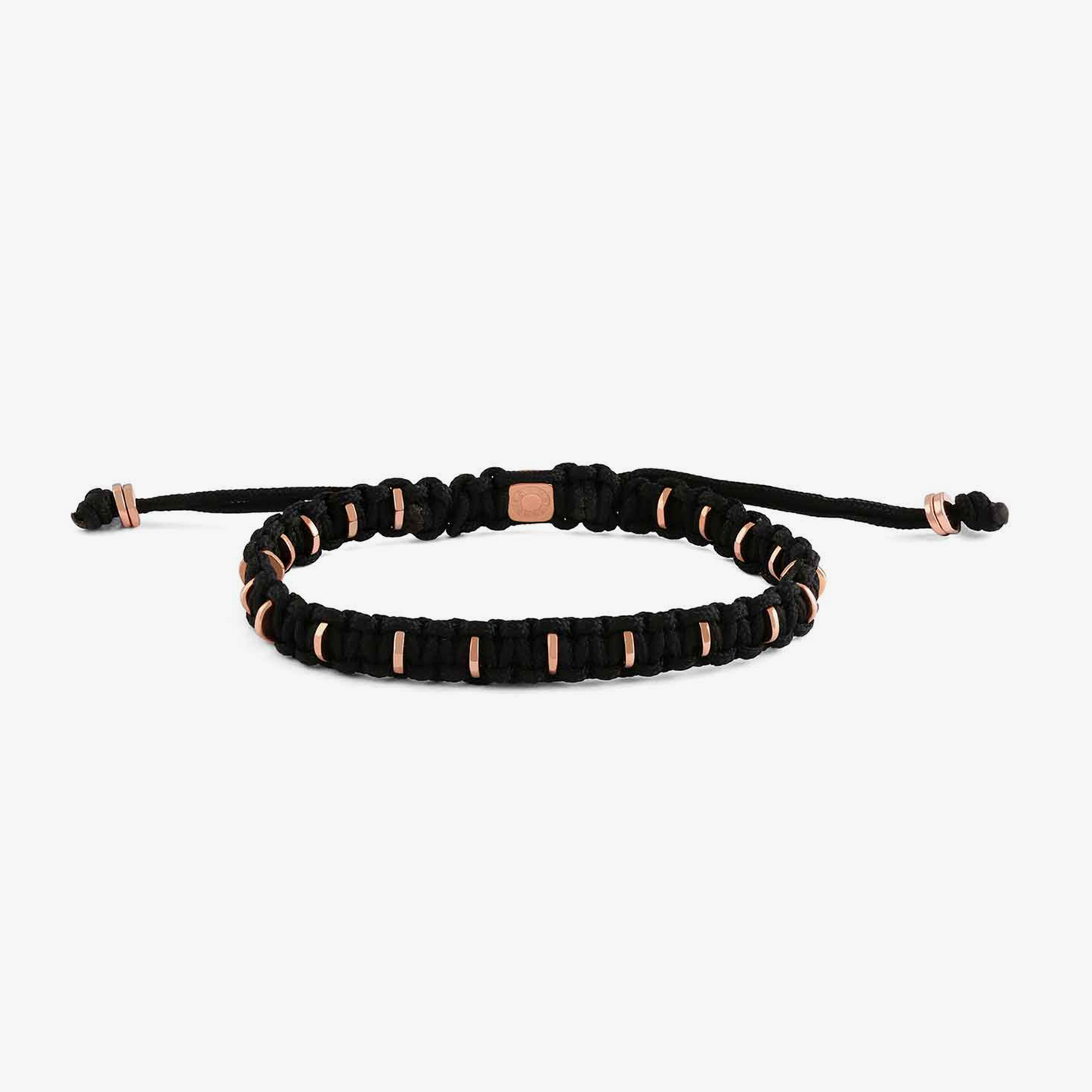 Large Macramé Bamboo Silver Bracelet- Rose Gold