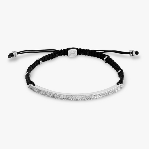 Windsor Baton Macrame Bracelet In Black With White Diamond