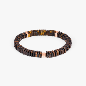 Legno bracelet in tiger eye, palm and ebony wood with rose gold plated sterling silver (UK) 2