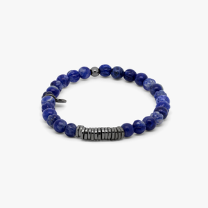 Classic Discs bracelet with sodalite  and black rhodium plated silver (UK) 1