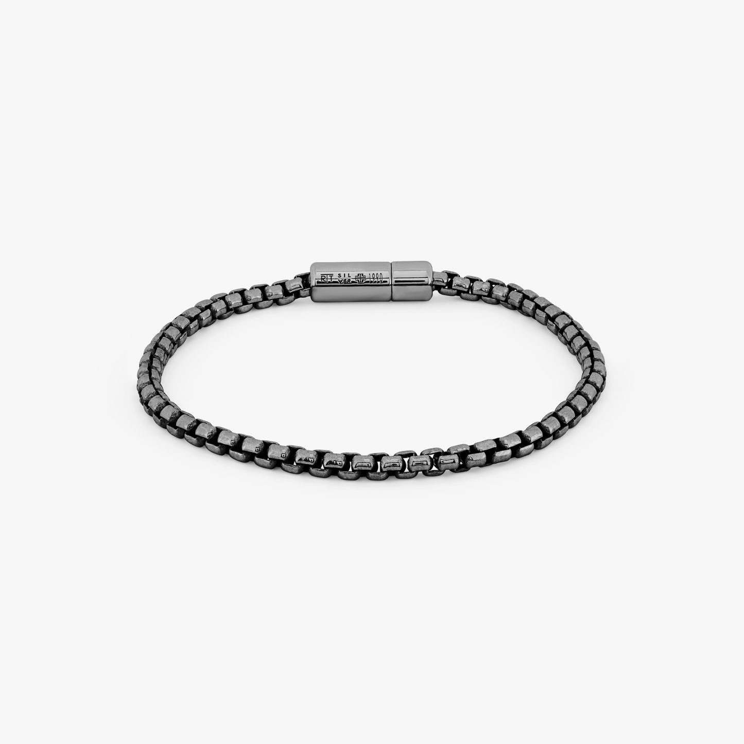 Pop Sleek Box Chain Bracelet In Black Ruthenium Plated Silver