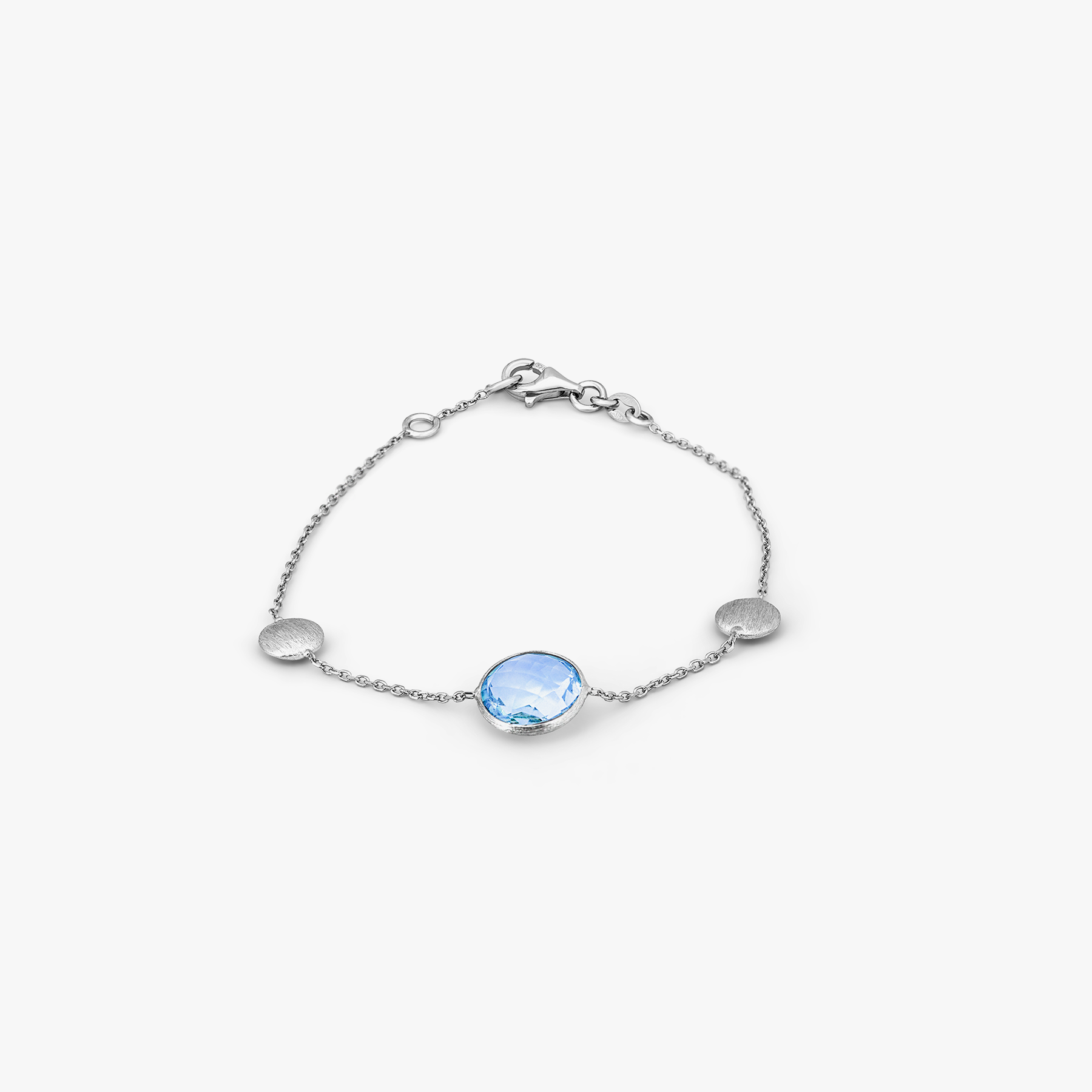 9K satin white gold bracelet with topaz (UK) 1