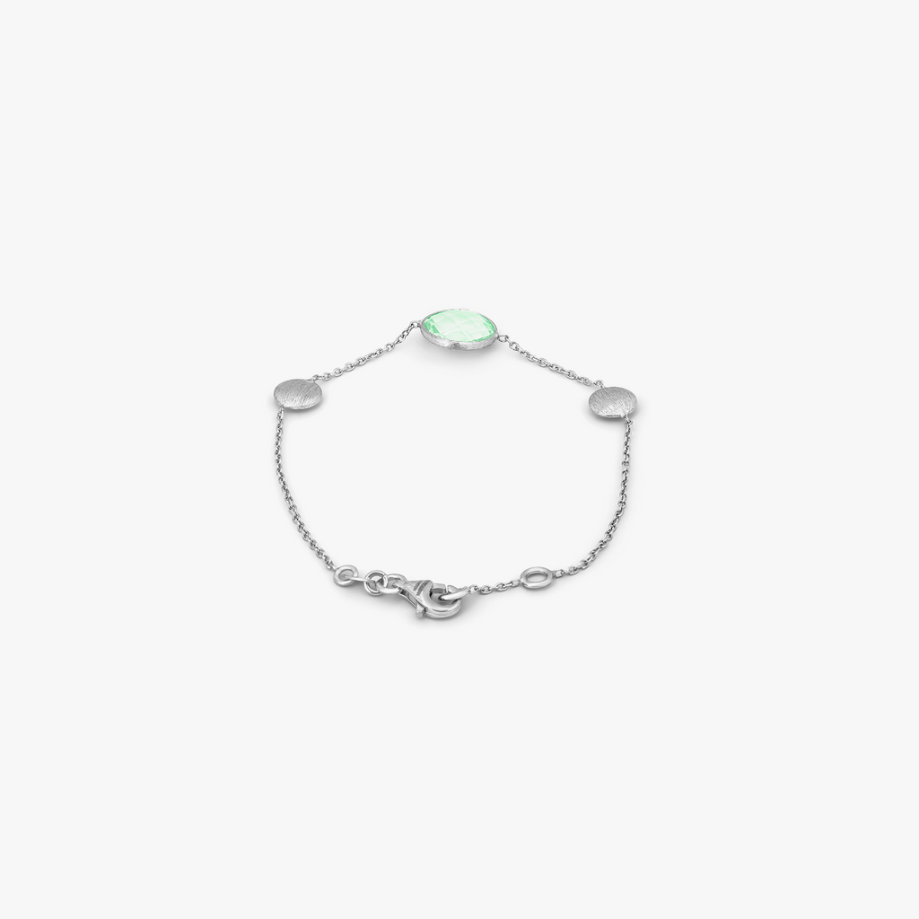 9k satin white gold bracelet with green amethyst (UK) 2