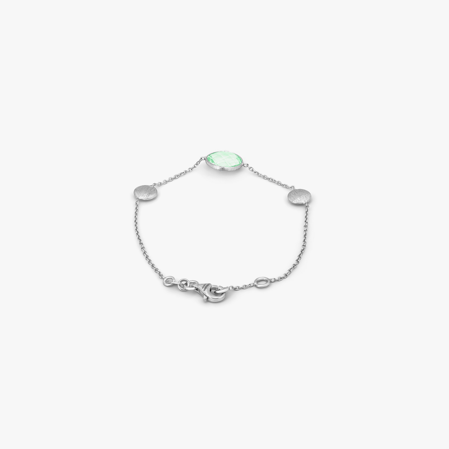 9k satin white gold bracelet with green amethyst (UK) 2