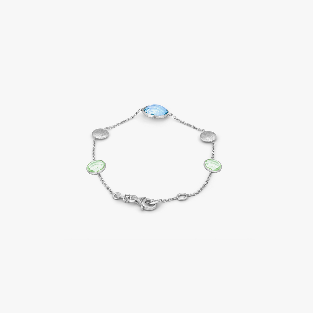 9k satin white gold bracelet with topaz and green amethyst (UK) 2