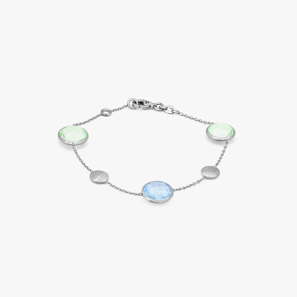 9k satin white gold bracelet with topaz and green amethyst (UK) 1