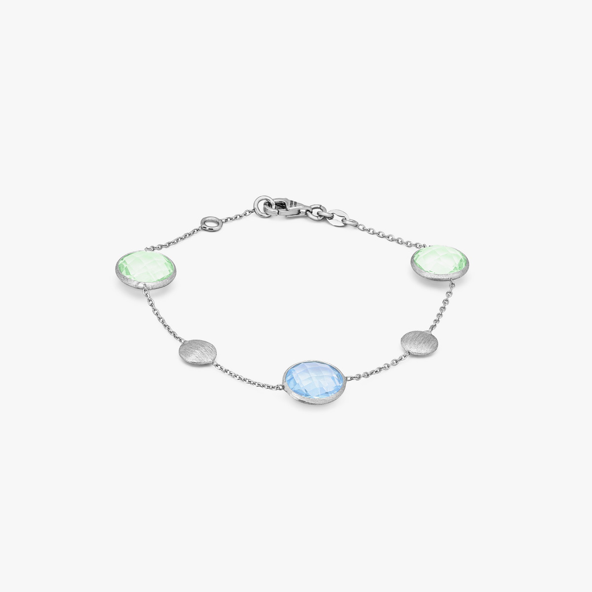 Kensington Bracelet 9K Satin White Gold Topaz Green Amethyst