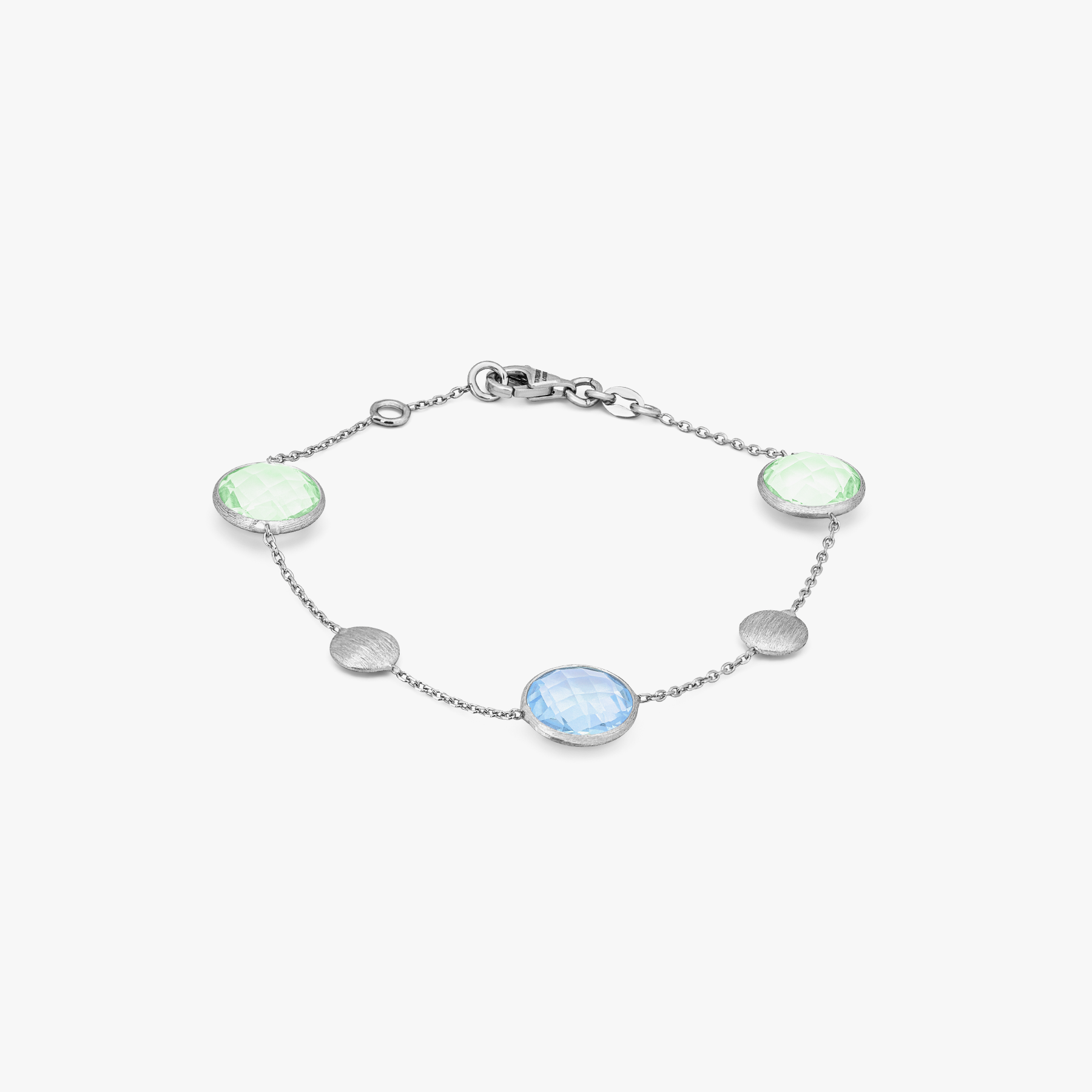 9k satin white gold bracelet with topaz and green amethyst (UK) 1