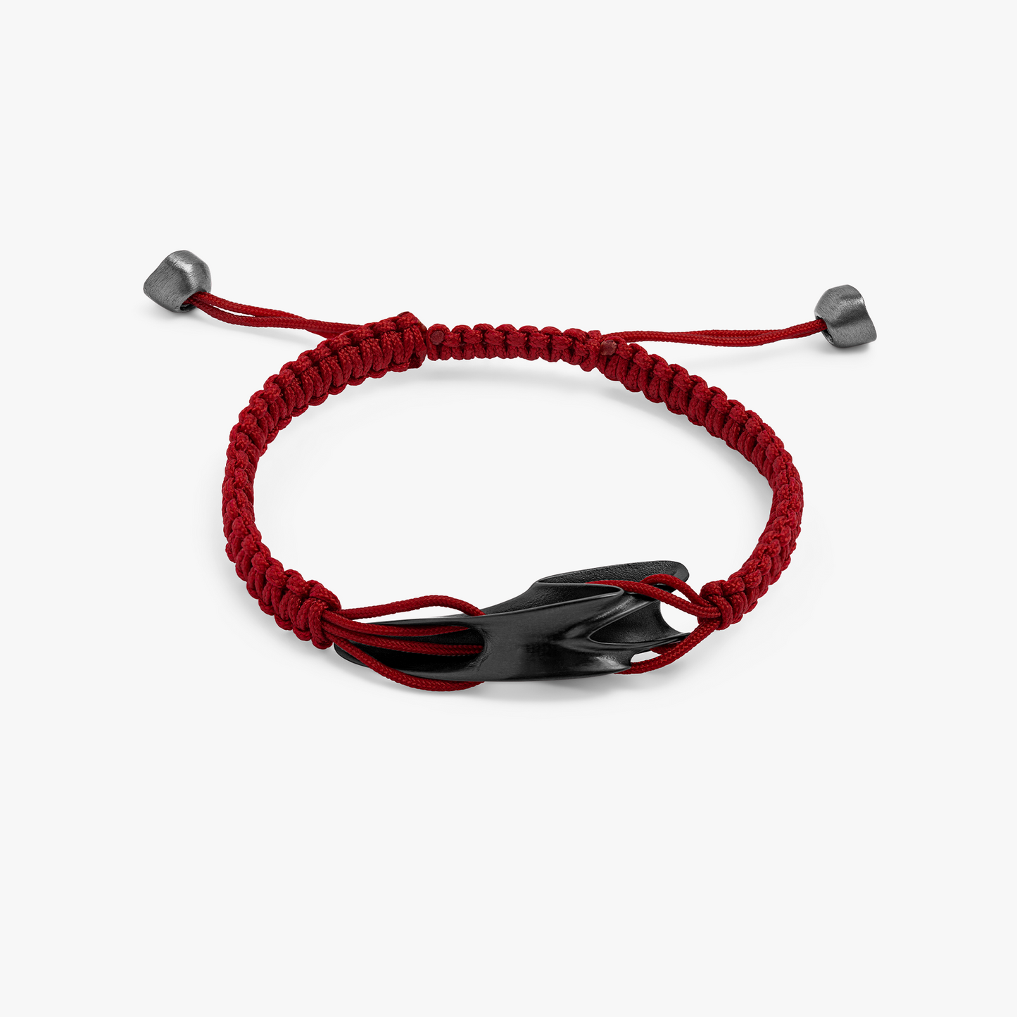 ZAHA HADID DESIGN Tyne bracelet in brushed black IP stainless steel and burgundy macrame