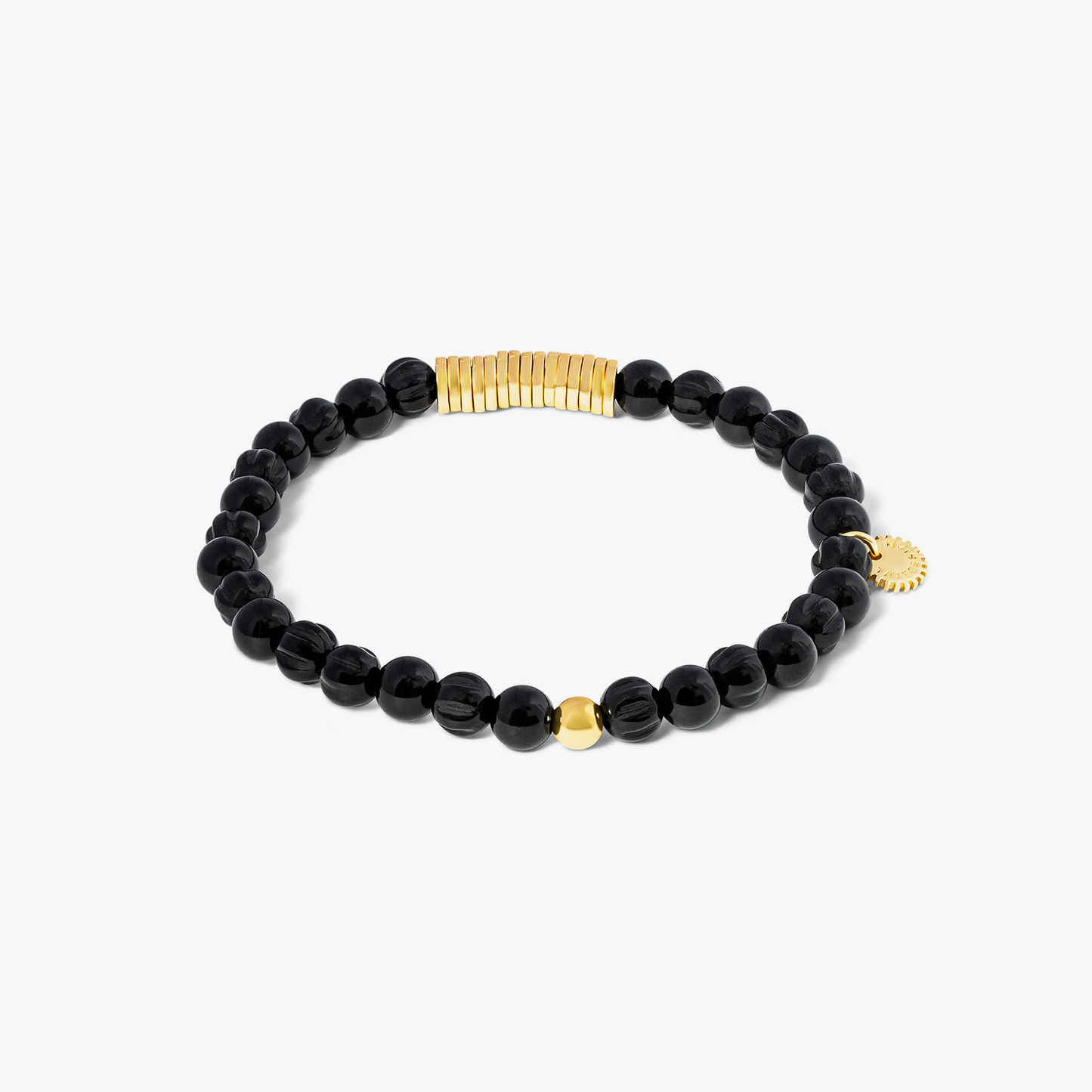 Black Yellow Gold Plated Classic Discs Bracelet