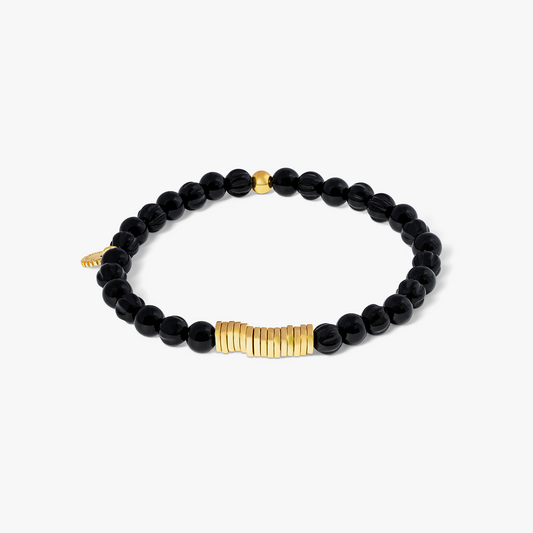 Black Yellow Gold Plated Classic Discs Bracelet