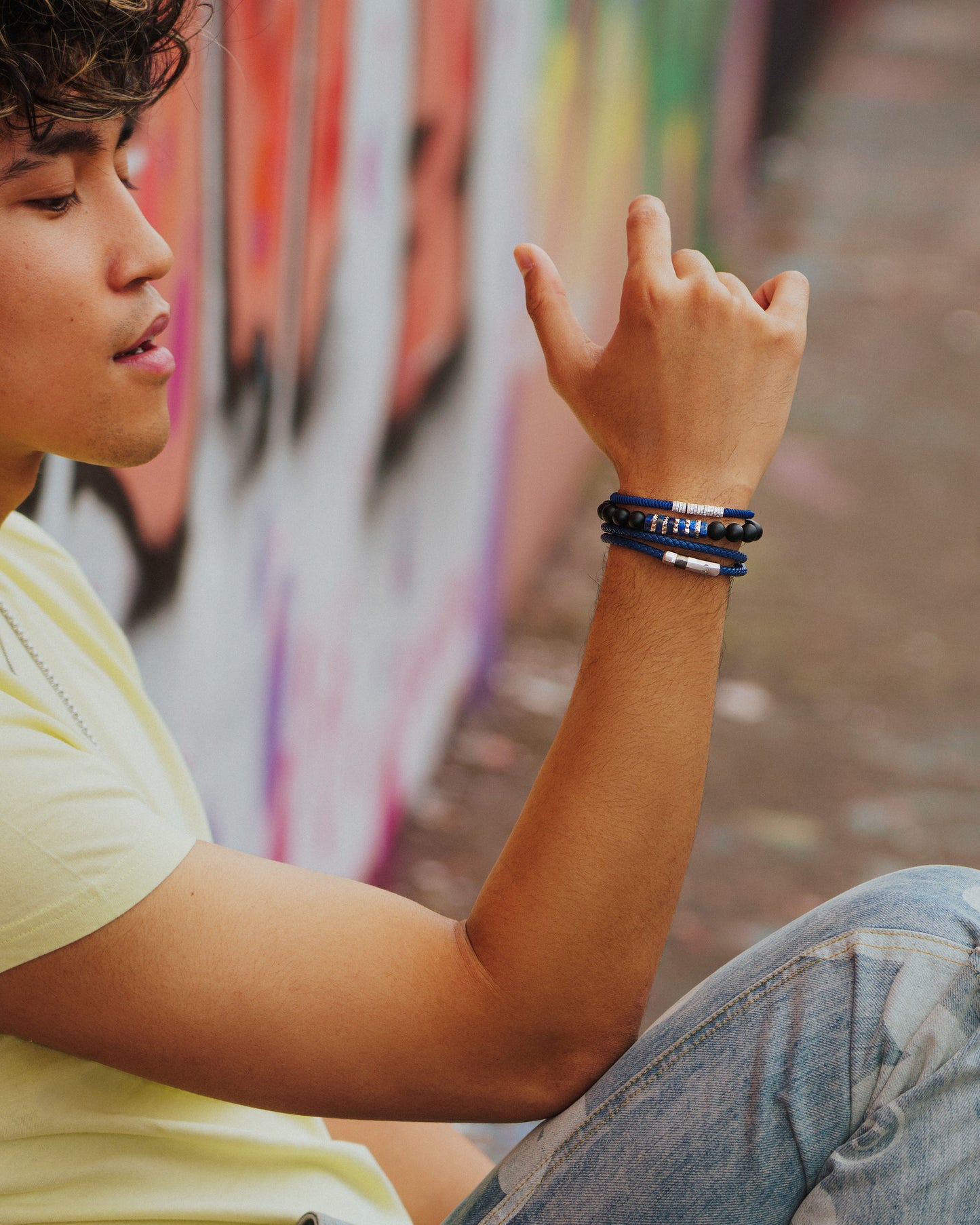 Giza Bracelet In Blue Sodalite With Stainless Steel 