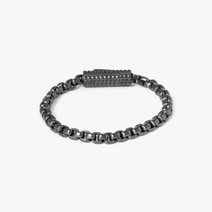 Giza Box Chain Bracelet In Black Gunmetal Plated- 6MM
