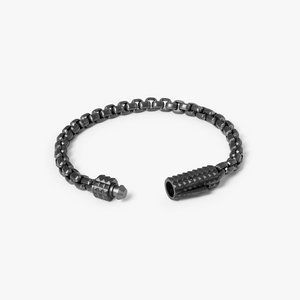 Giza Box Chain Bracelet In Black Gunmetal Plated- 6MM