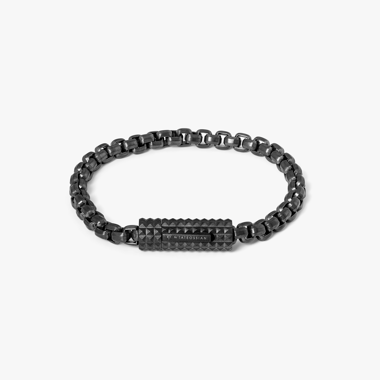 Giza Box Chain Bracelet In Black Gunmetal Plated- 6MM