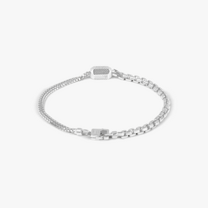 Hexade Box Chain Bracelet In Rhodium Silver 