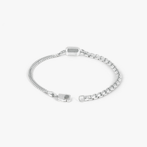 Hexade Box Chain Bracelet In Rhodium Silver 