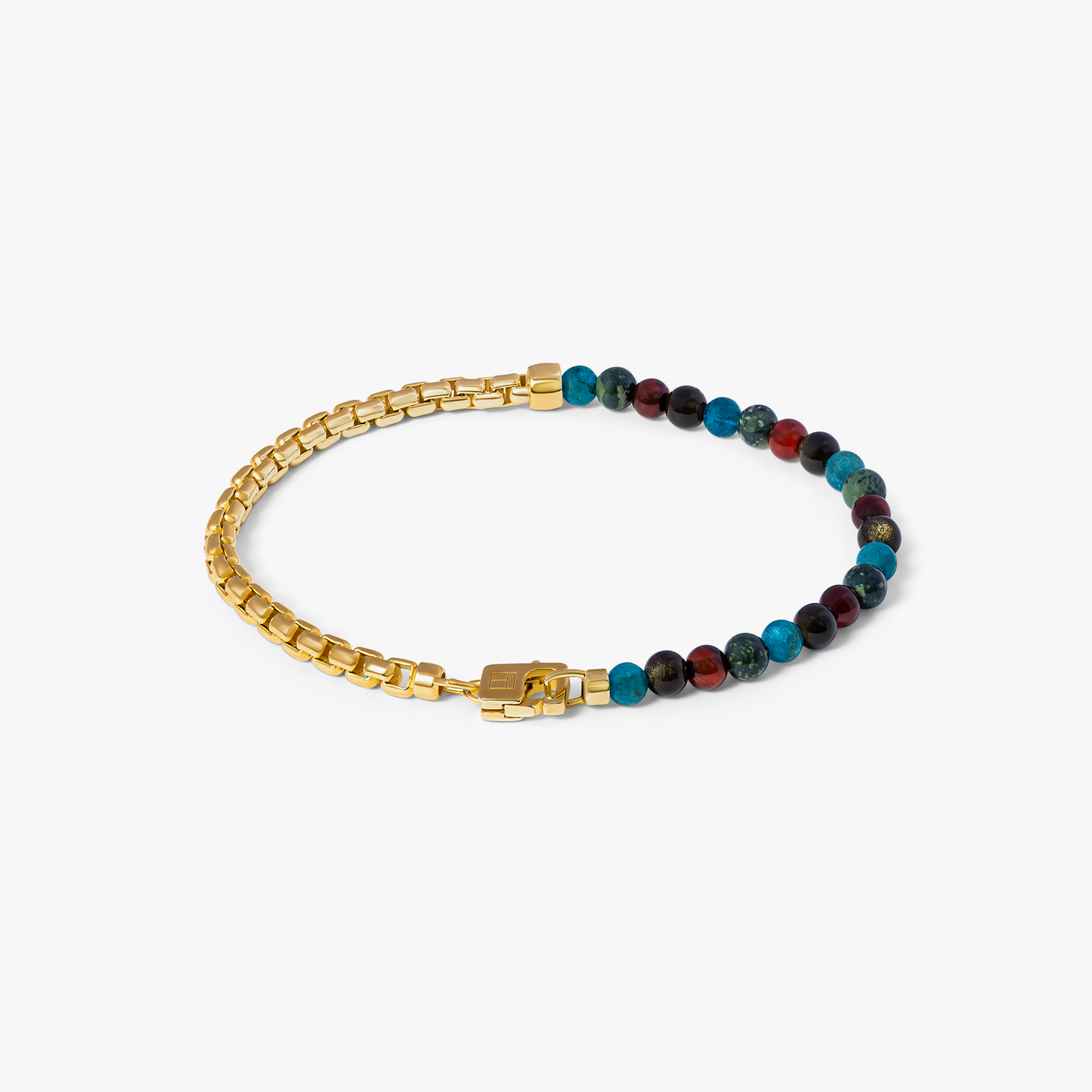 Sennit Beaded Box Chain Bracelet In Yellow Gold Plated