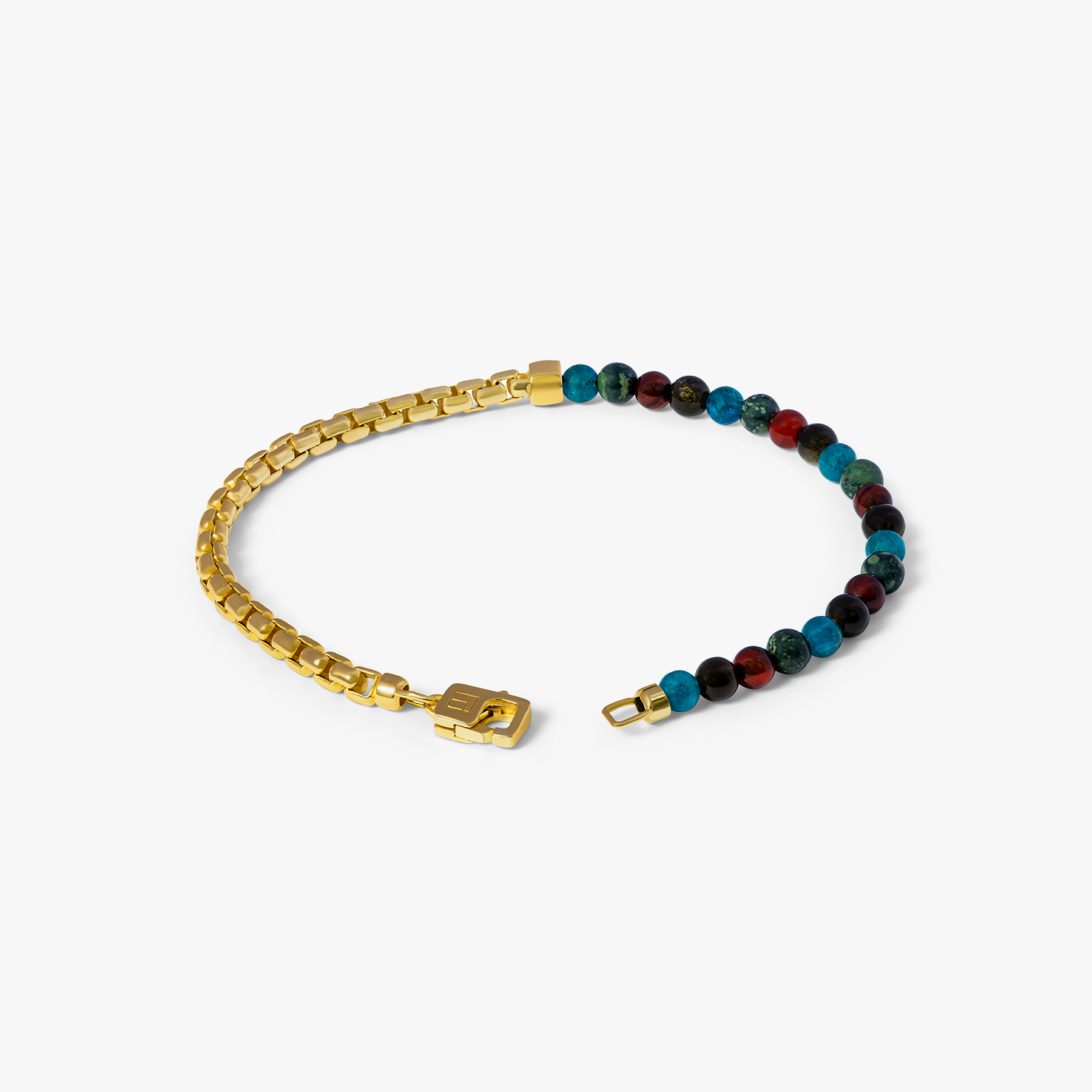 Sennit Beaded Box Chain Bracelet In Yellow Gold Plated