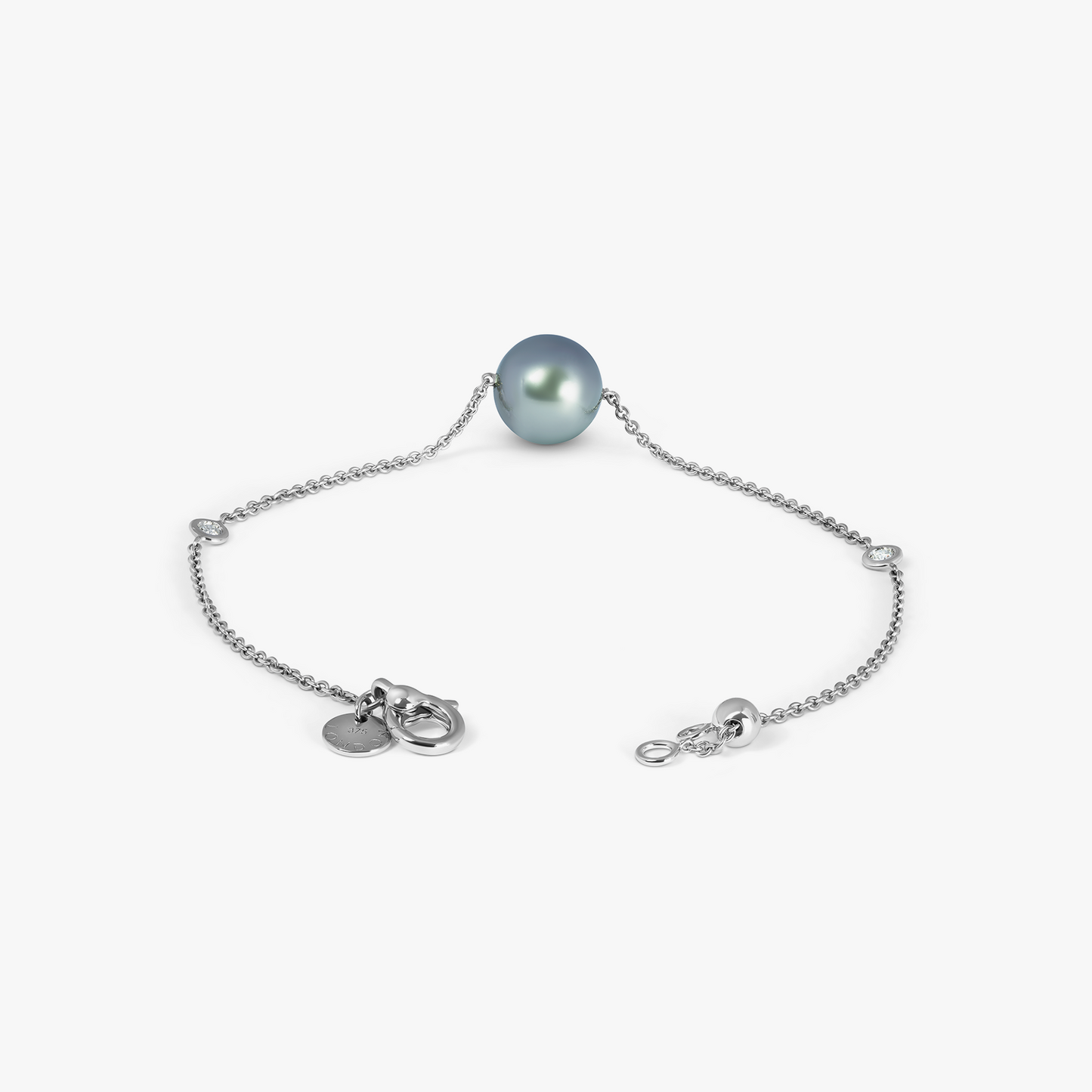 Grey Tahitian Pearl and White Diamond Bracelet- 9K White Gold