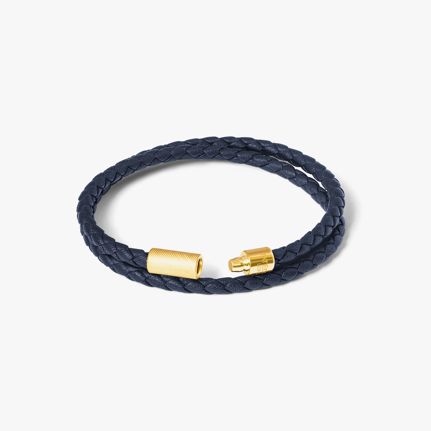 Pop Rigato Double Wrap Leather Bracelet In Navy With 18K Yellow Gold Plated