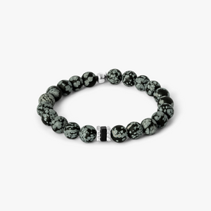 Giza Beaded Bracelet In Black Snowflake Obsidian