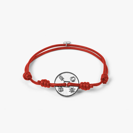 Lhasa Auspicious Coin Cord Bracelet In Red 