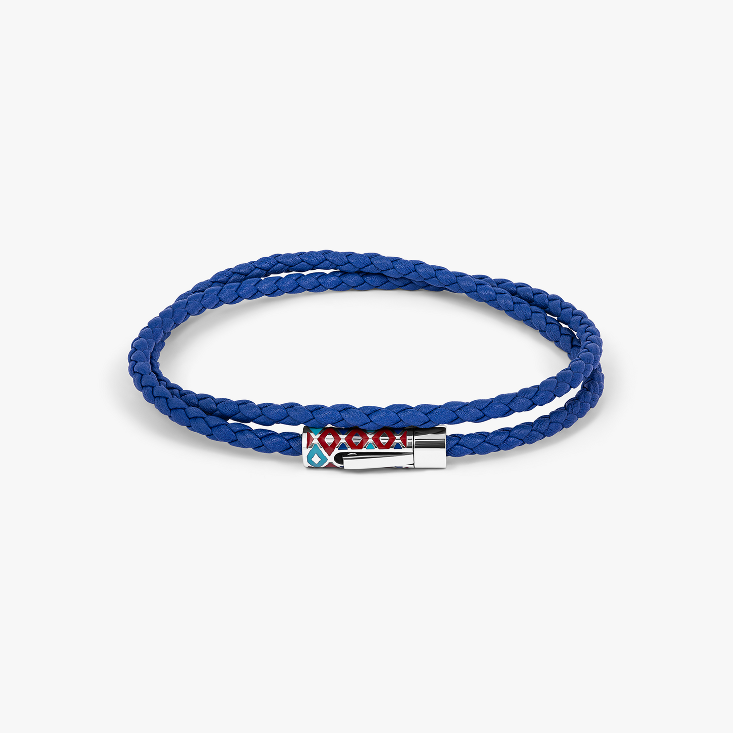 THOMPSON Cairo Leather Bracelet In Blue With Stainless Steel