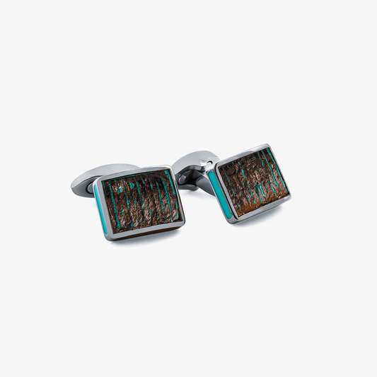 Rippled Leather & Titanium Cufflinks