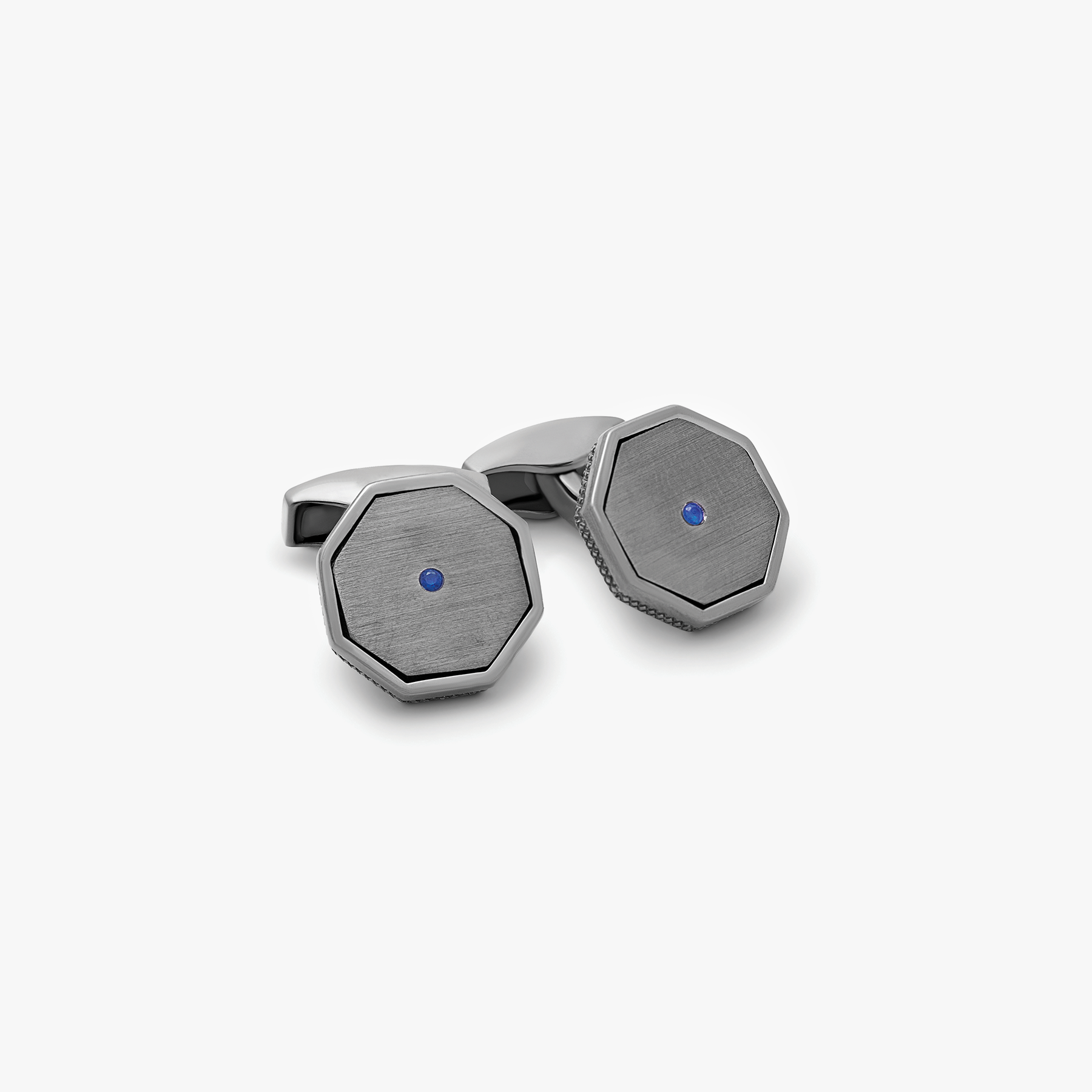 Classic London Eye Cufflinks Sapphire Rhodium Silver