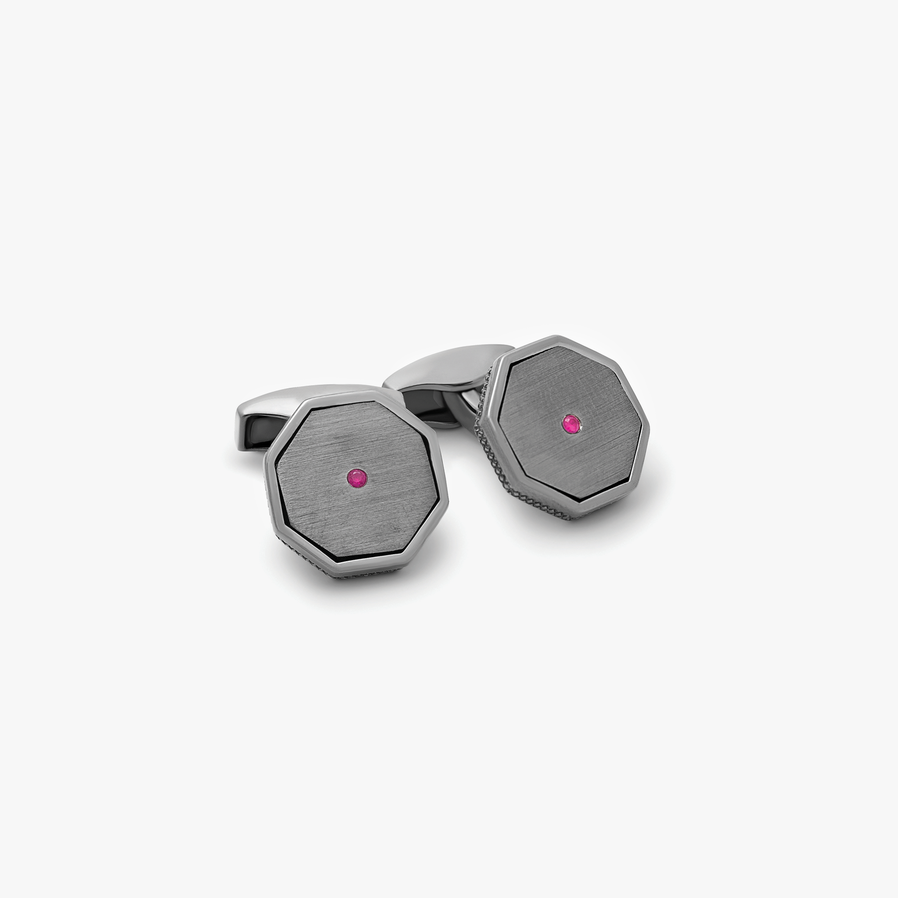 Classic London Eye Cufflinks Ruby Rhodium Silver