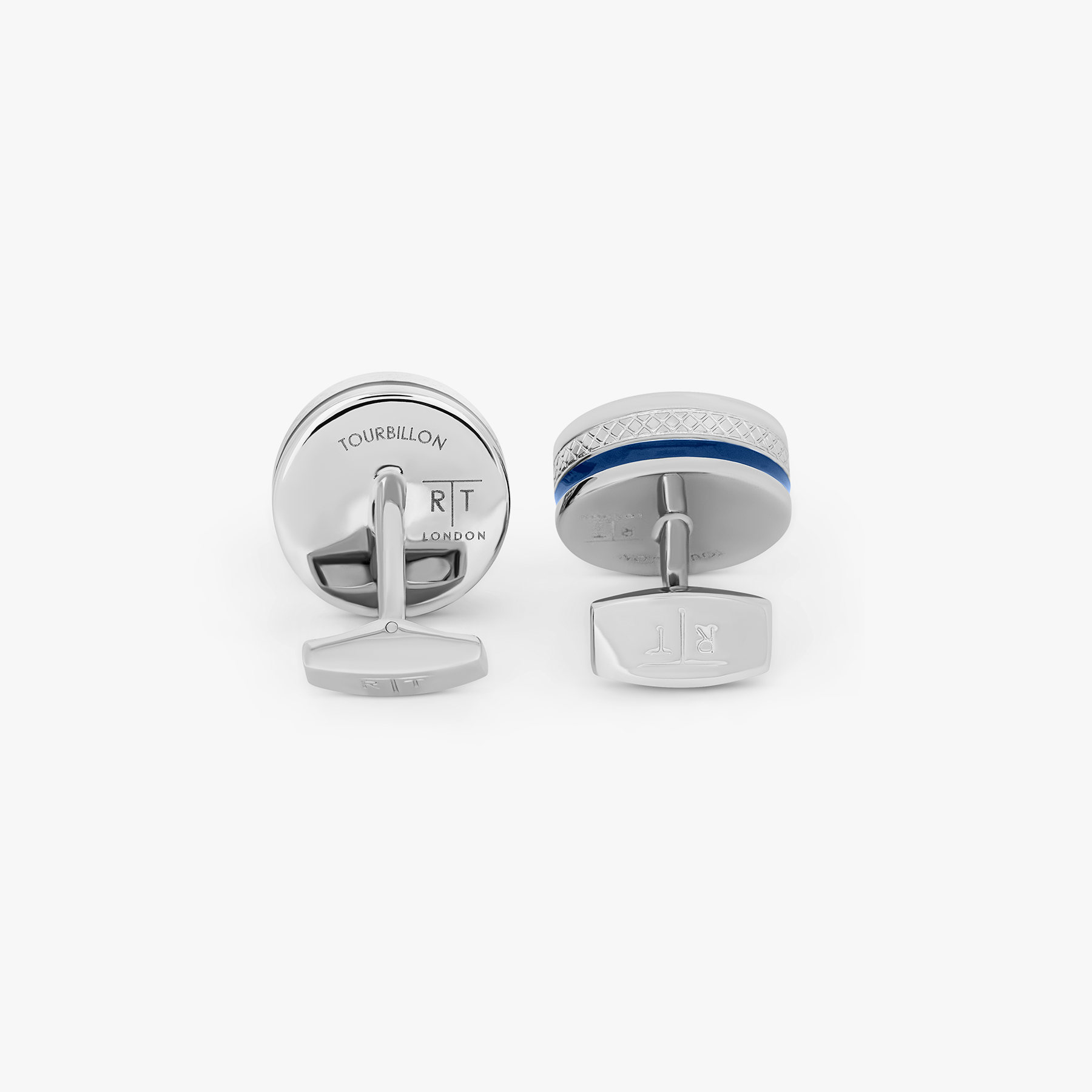 Skull Tourbillon Cufflinks In Blue With Palladium Plated