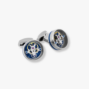 Pop Tourbillon Cufflinks In Blue With Palladium Plated