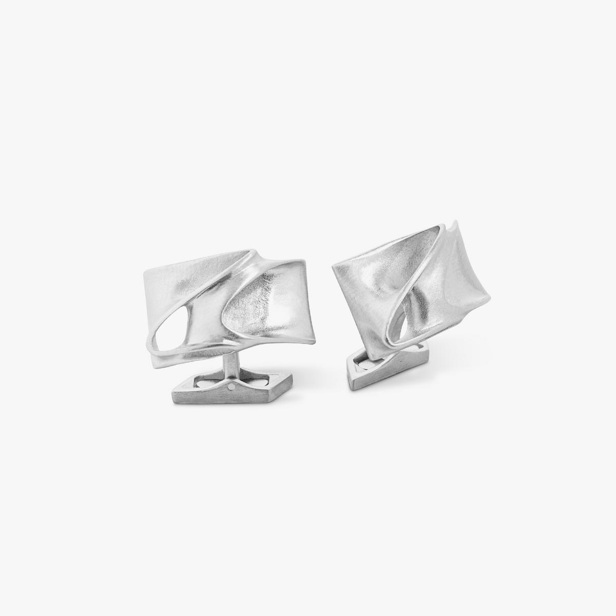 Zaha Hadid Design Tyne Cufflinks in Palladium Plated Stainless Steel