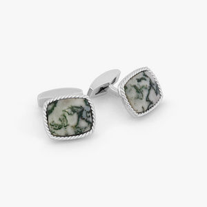 Cable Jasper Cufflinks With Dallasite In Rhodium Silver (Limited Edition)Â Â 