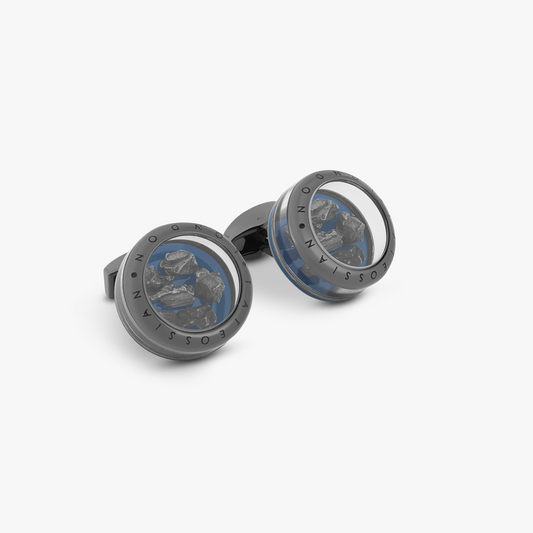 Black Gunmetal Plated Panorama Meteorite Cufflinks