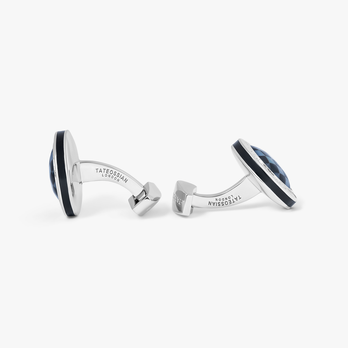 Black Rhodium Silver Signature Round Cufflinks