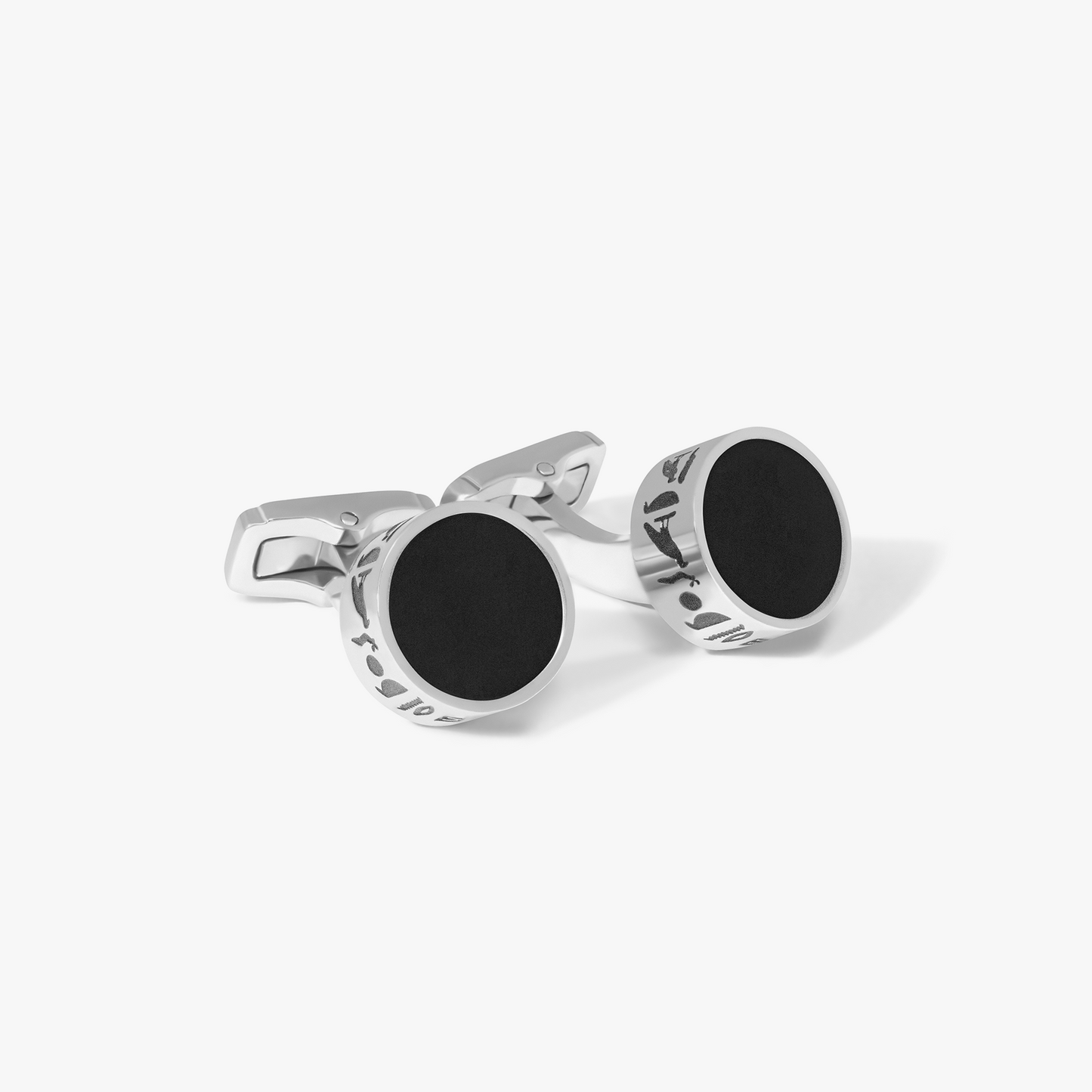 THOMPSON Black Stainless Steel Hieroglyphic Cufflinks