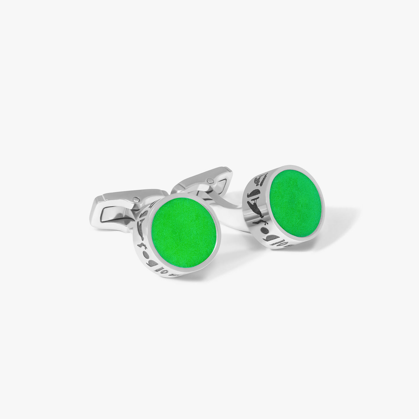 THOMPSON Green Stainless Steel Hieroglyphic Cufflinks