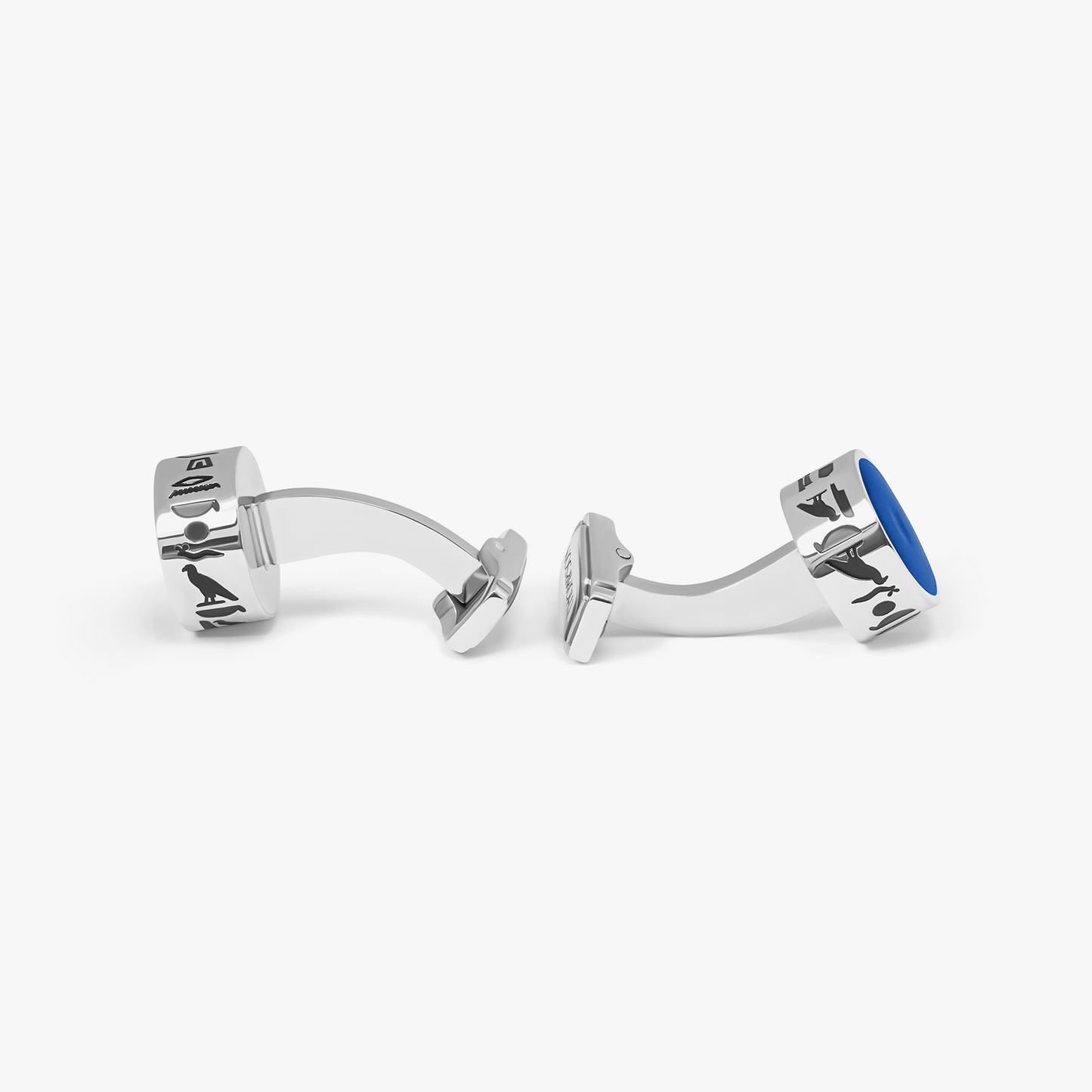 THOMPSON Blue Stainless Steel Hieroglyphic Cufflinks