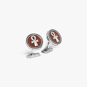 THOMPSON Red Stainless Steel Egyptian Icon Cufflinks