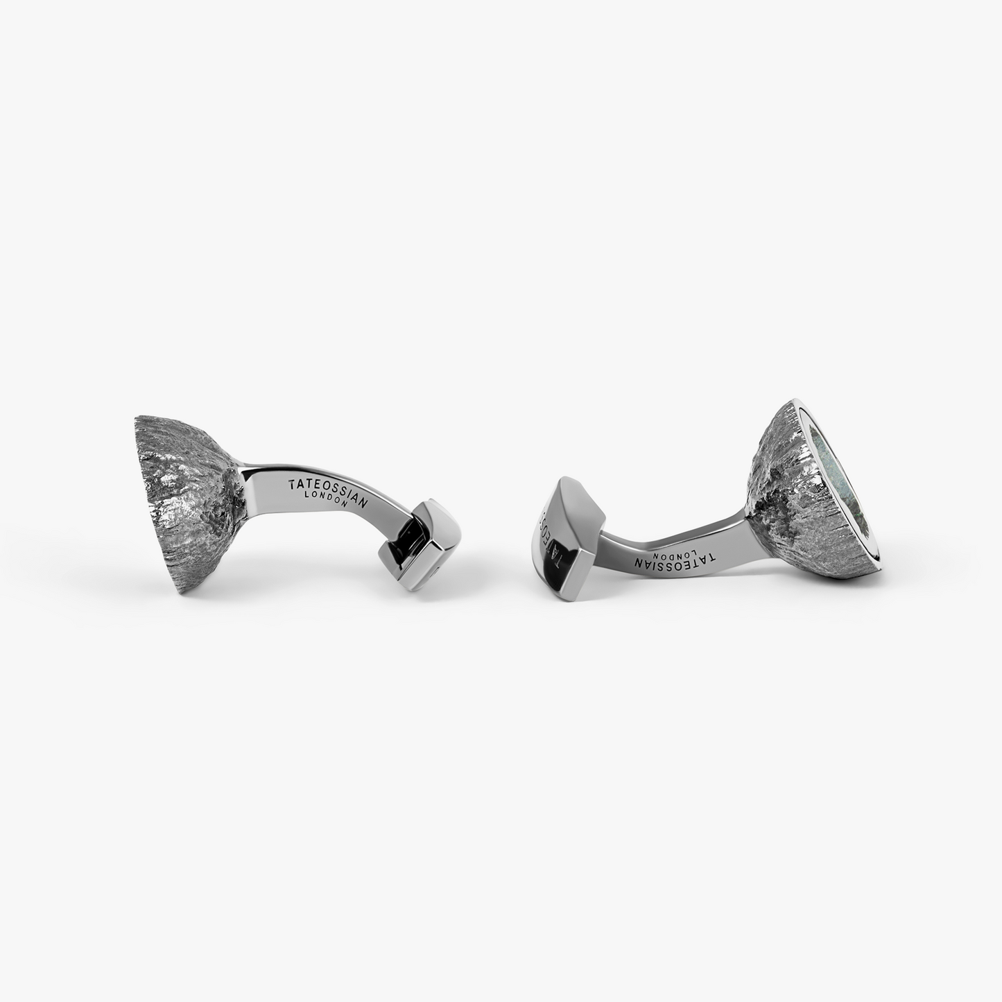 Geode Cufflinks In Black Rhodium Plated Silver