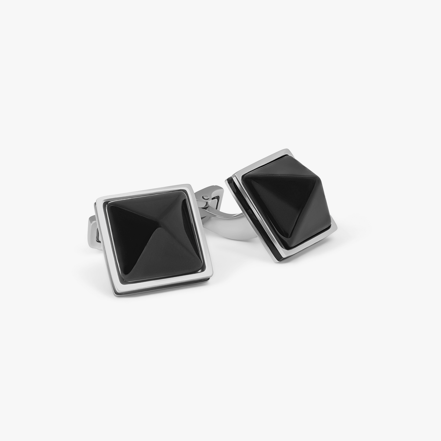 THOMPSON Black Stainless Steel Pyramid Cufflinks
