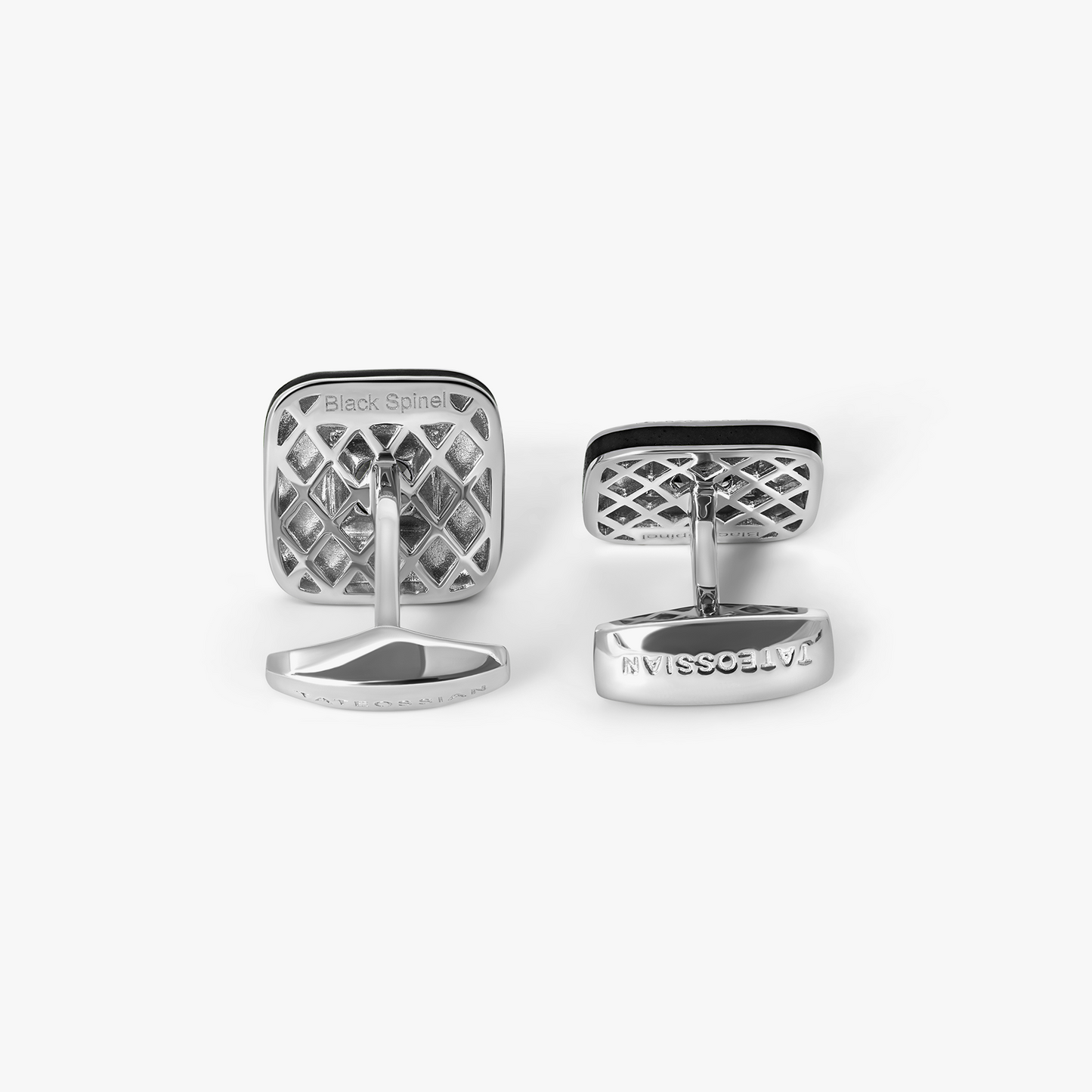 Refratto Cufflinks With Black Spinel In Rhodium Plated Silver