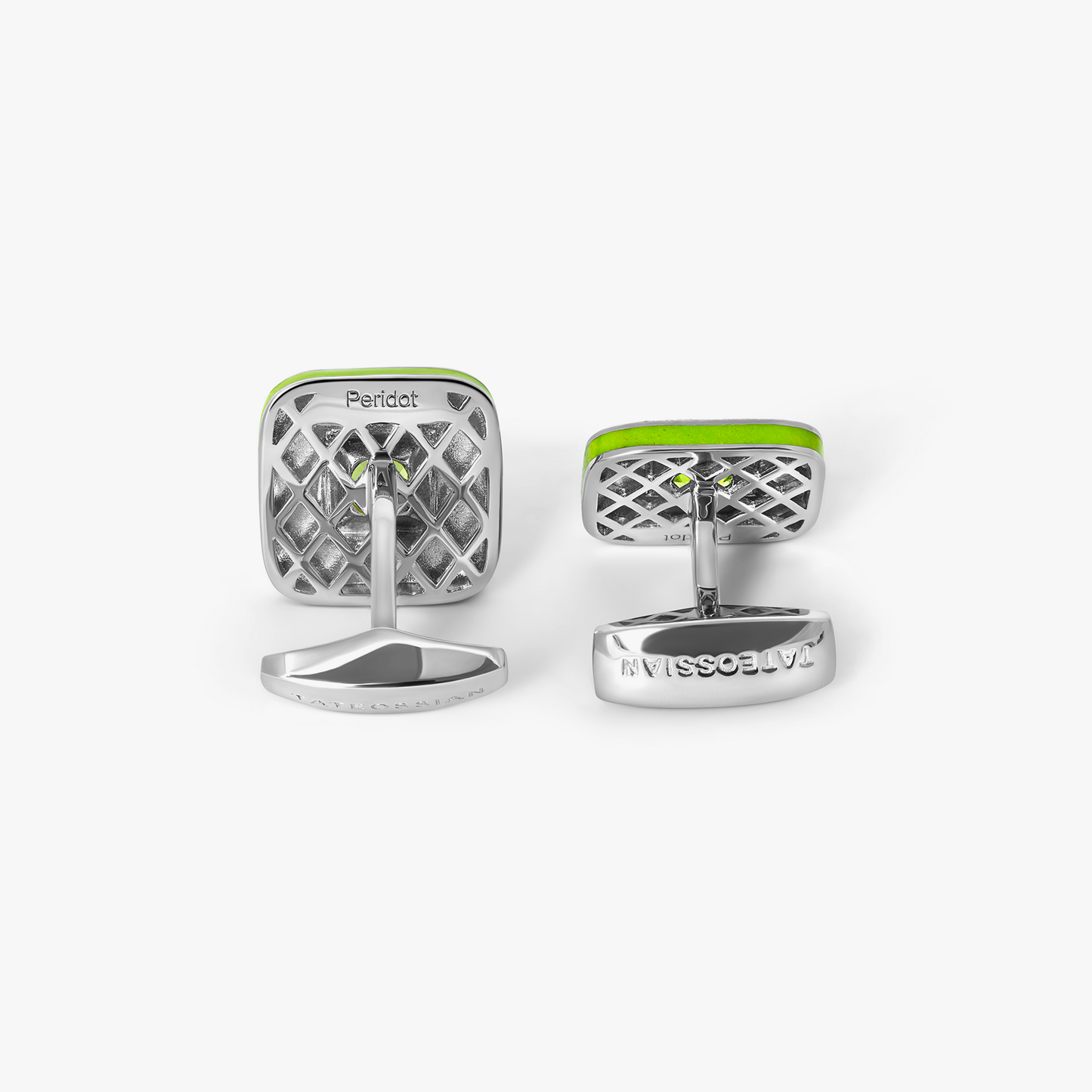 Refratto Cufflinks With Green & Rhodium Plated Silver