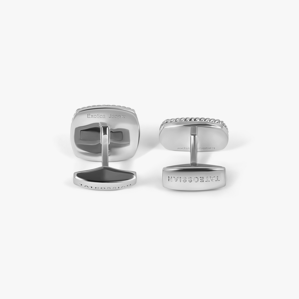 Cable Jasper Cufflinks In Rhodium Plated Silver with Red Jasper (Limited Edition)