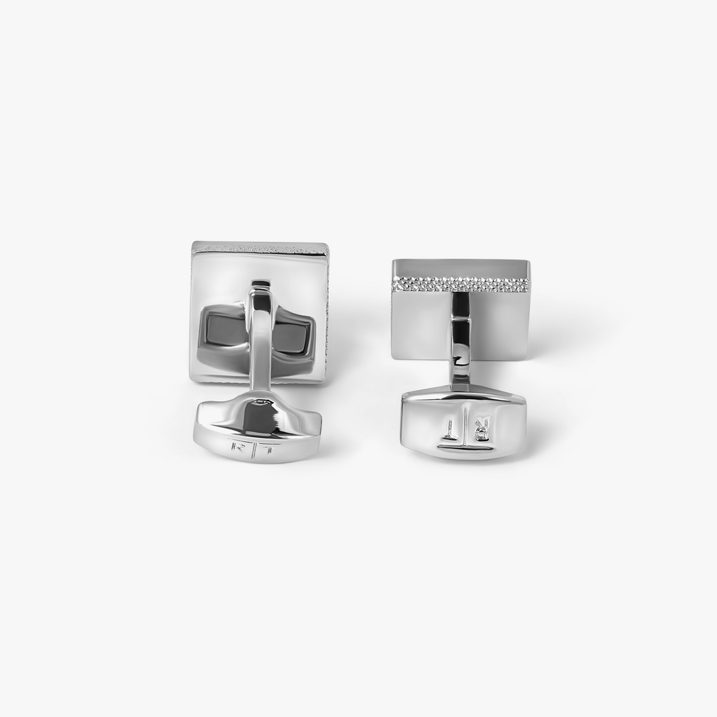 Prince Of Wales Tweed Cufflinks In Palladium Plated & Rose Gold