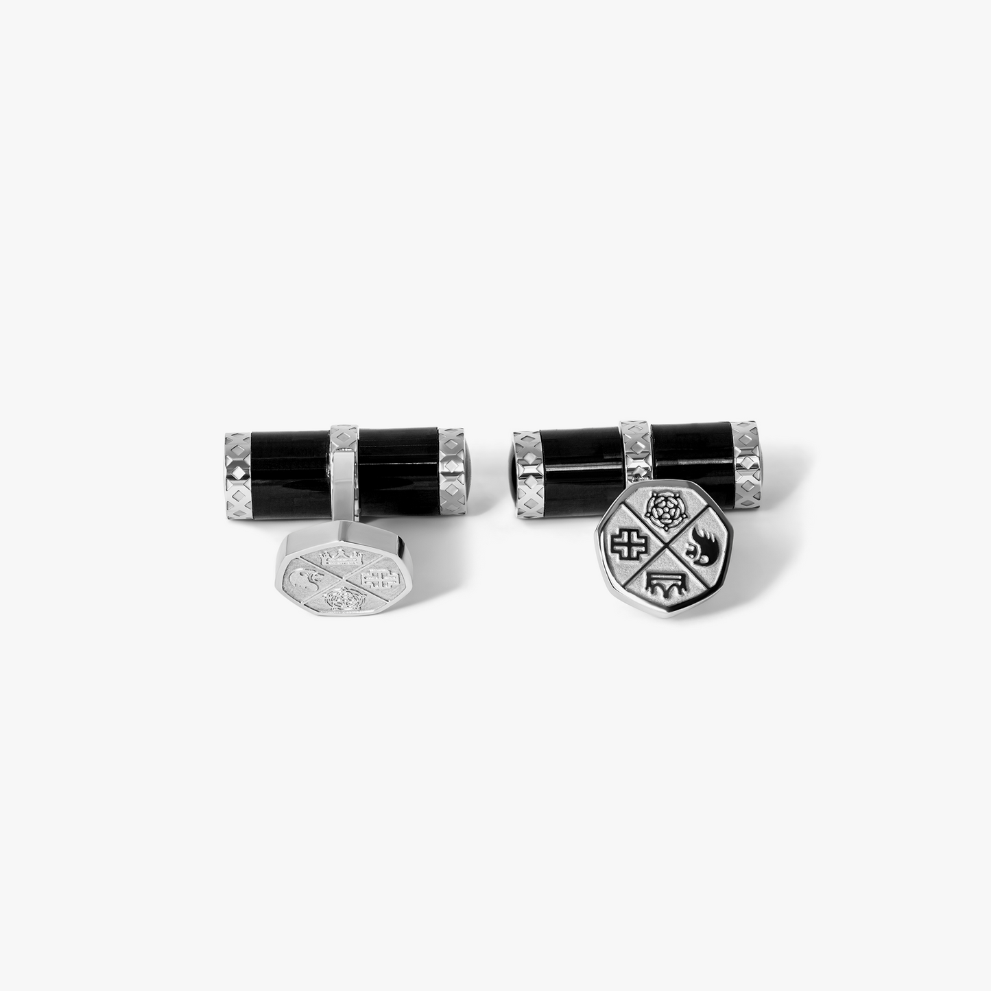 Regalia Whaletail Cufflinks In Black Carbon Fibre With Stainless Steel